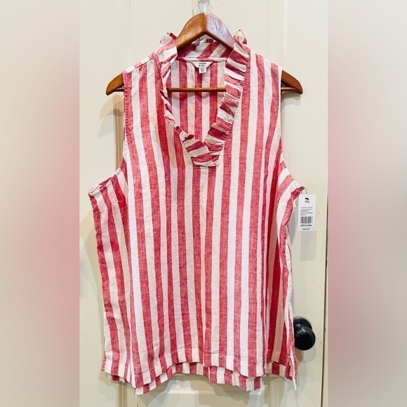 Crown & Ivy Women's Sleeveless Ruffle Neck Top XXL - Picture 2 of 8